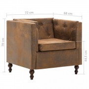 vidaXL Sedací souprava Chesterfield 3 ks textil hnědá semišový vzhled