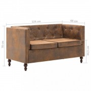 vidaXL Sedací souprava Chesterfield 3 ks textil hnědá semišový vzhled
