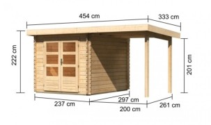Dřevěný zahradní domek BASTRUP 4 s přístavkem Dekorhome