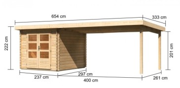 Dřevěný zahradní domek BASTRUP 4 s přístavkem Dekorhome