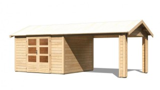 Dřevěný zahradní domek THERES 7 s přístavkem Dekorhome