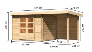 Dřevěný zahradní domek BASTRUP 3 s přístavkem Dekorhome