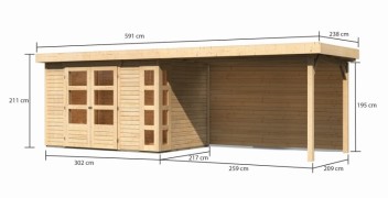 Dřevěný zahradní domek KERKO 4 s přístavkem 280 Dekorhome