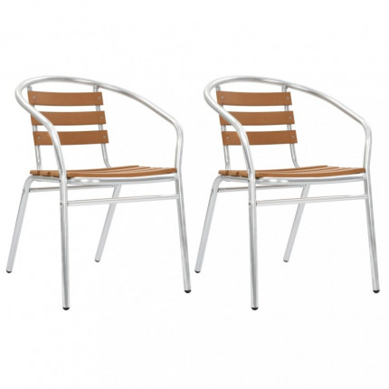 Stohovatelné zahradní židle 2 ks stříbrná / hnědá Dekorhome