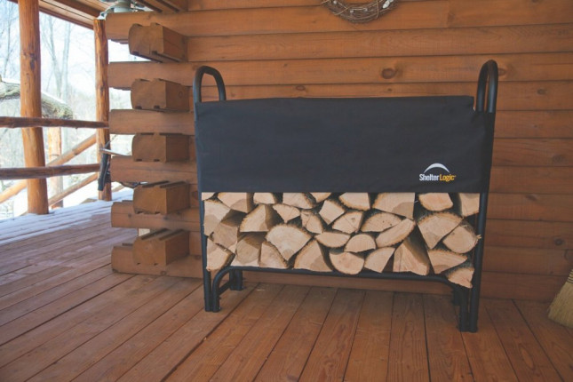 Dřevník 126 x 39 x 118 cm černá Dekorhome