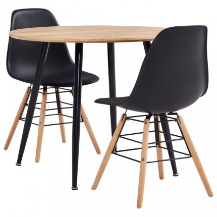 vidaXL 3dílný jídelní set plast černý