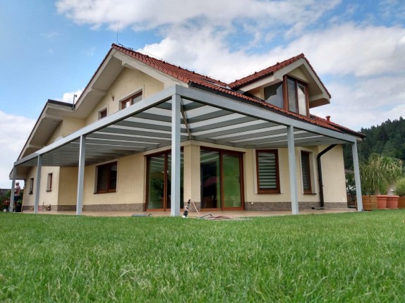 Hliníková pergola POLLUX rohová se sklem