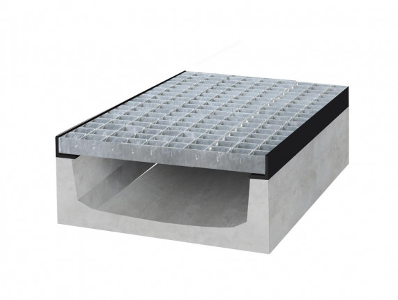 betonový žlab A15 s pozinkovanou mříží H400 500 x 500 x 400 mm