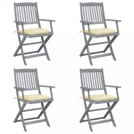 Skládací zahradní židle s poduškami 4 ks akácie Dekorhome