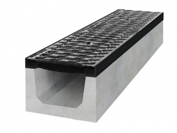 betonový žlab B125 s litinovou mříží  H200 1000 x 200 x 200 mm