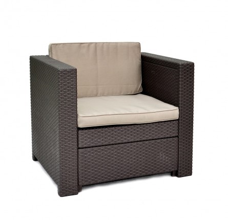 Zahradní křeslo PROVENCE hnědá / šedohnědá poduška