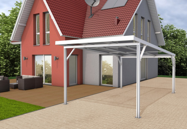 Carport Premium A bílá / bronz 3,094 x 5,62 m