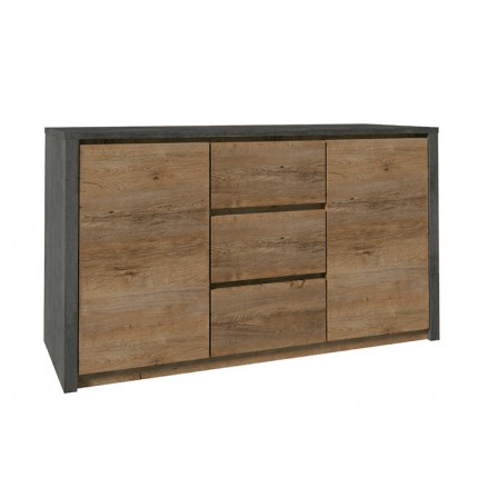 Komoda MONTANA K2DP dub lefkas tmavý / smooth šedý