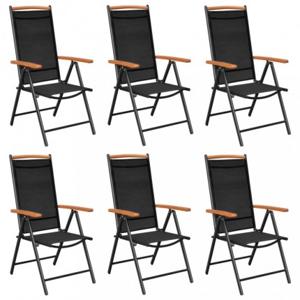 Skládací zahradní židle 6 ks černá / hnědá Dekorhome
