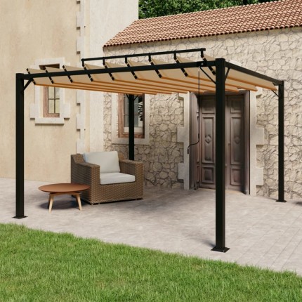 Pergola s lamelovou střechou 3 x 3 m hliník / látka Dekorhome