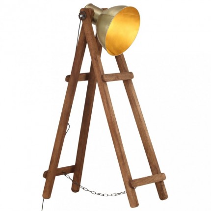 Stojací lampa kov / dřevo Dekorhome