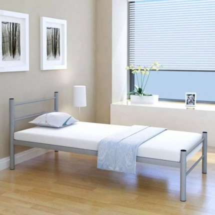 vidaXL Rám postele šedý kovový 90 x 200 cm