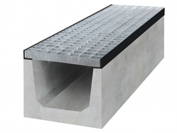 betonový žlab A15 s pozinkovanou mříží  H200 1000 x 250 x 200 mm