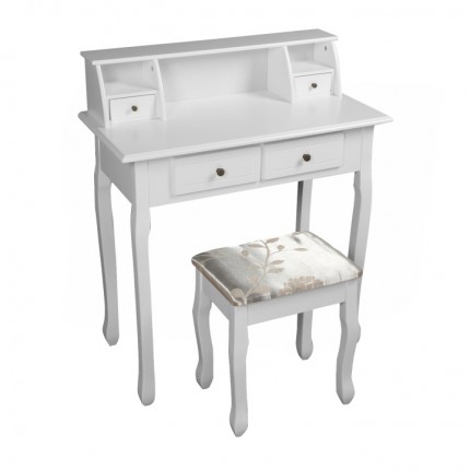 Toaletní stolek s taburetem RODES NEW bílá