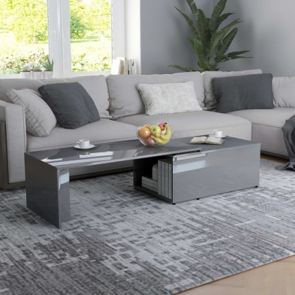 vidaXL Konferenční stolek šedý vysoký lesk 150x50x35 cm dřevotříska