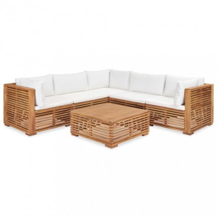 vidaXL 6dílná zahradní sedací souprava s poduškami masivní teak