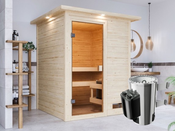 Interiérová finská sauna 145 cm s kamny 3,6 kW Dekorhome