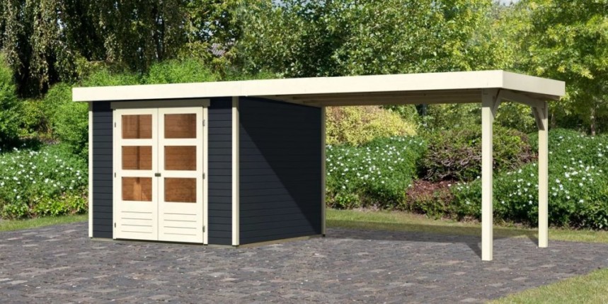 Dřevěný zahradní domek ASKOLA 3,5 s přístavkem 280 Dekorhome