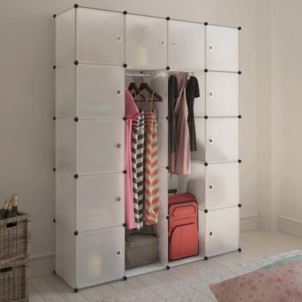 vidaXL Modulární skříň se 14 přihrádkami bílá 37 x 146 x 180,5 cm