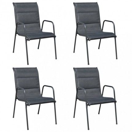 Stohovatelné zahradní židle 4 ks ocel / textilen Dekorhome