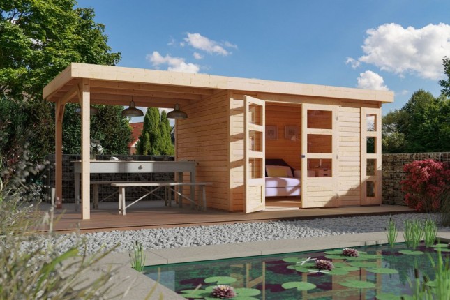 Dřevěný zahradní domek KERKO 4 s přístavkem 240 Dekorhome