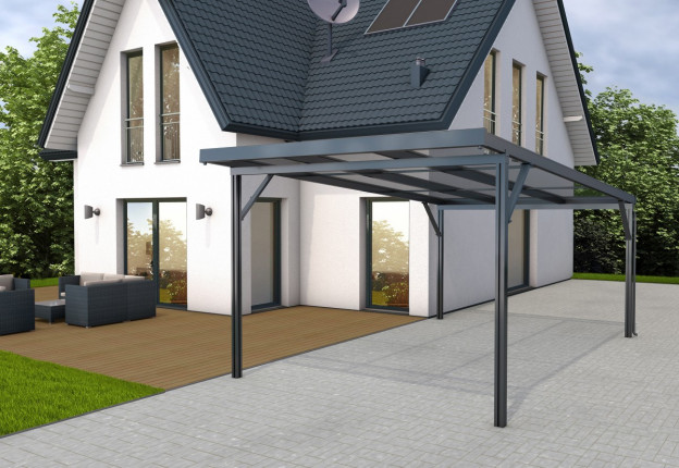 Carport Premium A antracit / Clima blue 3,094 x 5,62 m