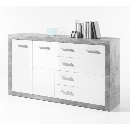 Komoda SLONE 3 beton / bílá