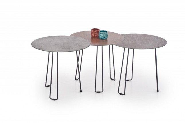 Konferenční stolek TRIPLE imitace kamene / černá