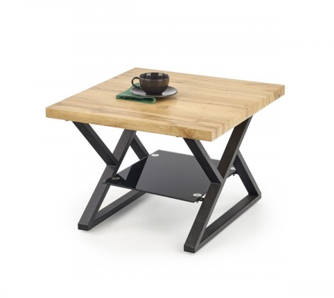 Konferenční stolek XENA 60x60 cm černá / dub přírodní