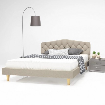 vidaXL Rám postele béžový textil 140 x 200 cm