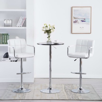 Barové židle 2 ks bílá / chrom Dekorhome - POSLEDNÍ KUS