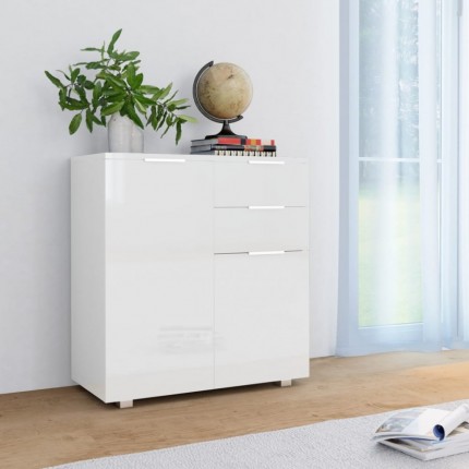 vidaXL Příborník bílý s vysokým leskem 71 x 35 x 76 cm dřevotříska