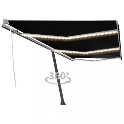 Ručně zatahovací markýza s LED světlem 600x350 cm Dekorhome