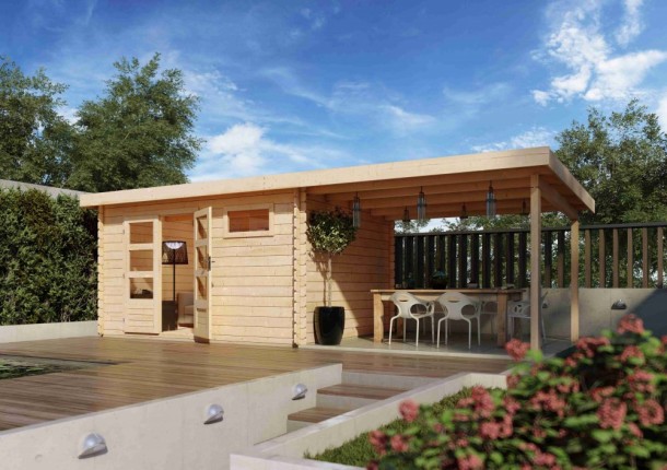 Dřevěný zahradní domek BASTRUP 8 s přístavkem Dekorhome