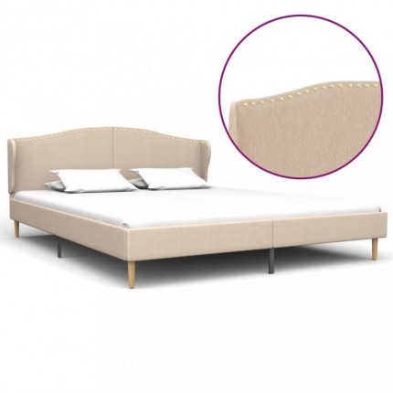 vidaXL Rám postele béžový textil 160 x 200 cm