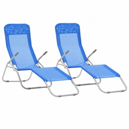 Skládací zahradní lehátka 2 ks ocel / textilen Dekorhome