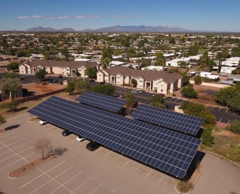 Solární zastřešení parkovacích míst SOLAR ENERGO2 s FVE - napojeno