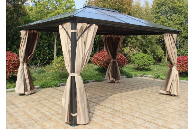 Pergola s boční stěnou a moskytiérou 3x3,6m WH8403 Dekorhome