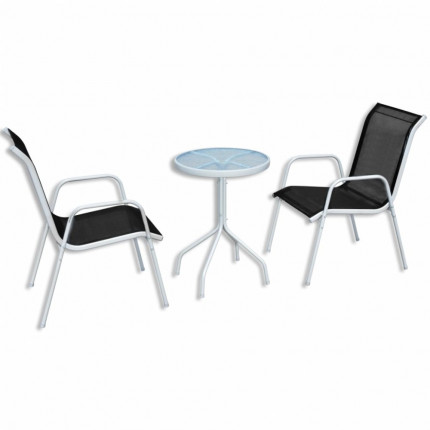 Zahradní bistro set 3 ks kov / textilen Dekorhome