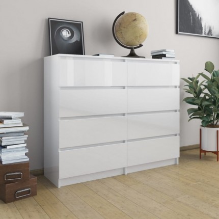 vidaXL Příborník se zásuvkami bílý vysoký lesk 120x35x99cm dřevotříska