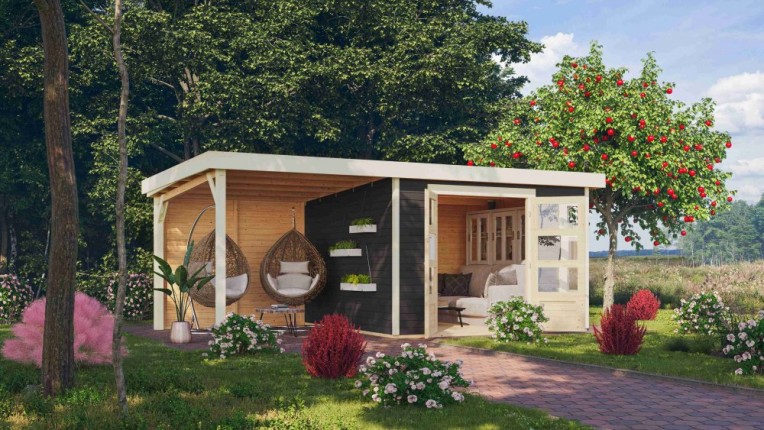 Dřevěný zahradní domek KERKO 6 s přístavkem 240 Dekorhome