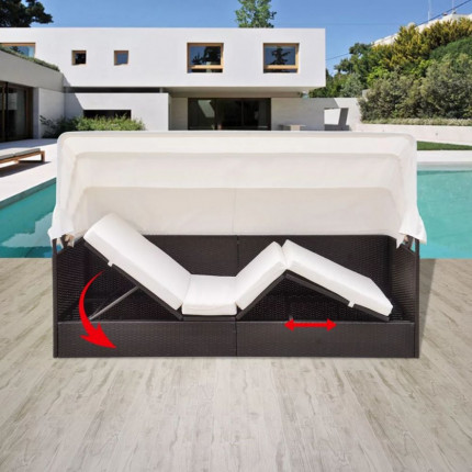 Zahradní polohovací lehátko se střechou