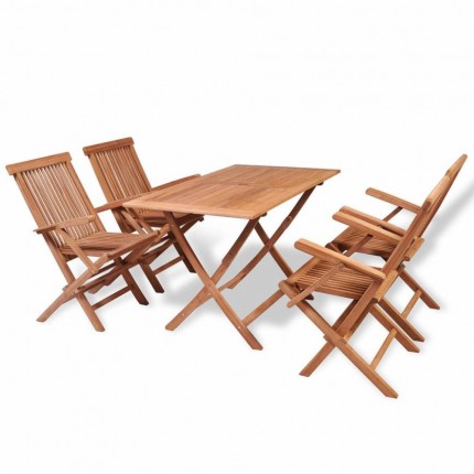vidaXL Zahradní nábytek jídelní set 5 kusů teak