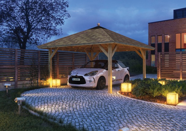 Dřevěný přístřešek / carport 431x431 cm Dekorhome