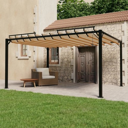 Pergola s lamelovou střechou 3 x 4 m hliník / látka Dekorhome